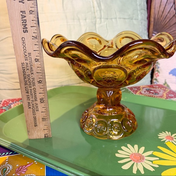 Amber Glass Compote - Picture 7 of 8